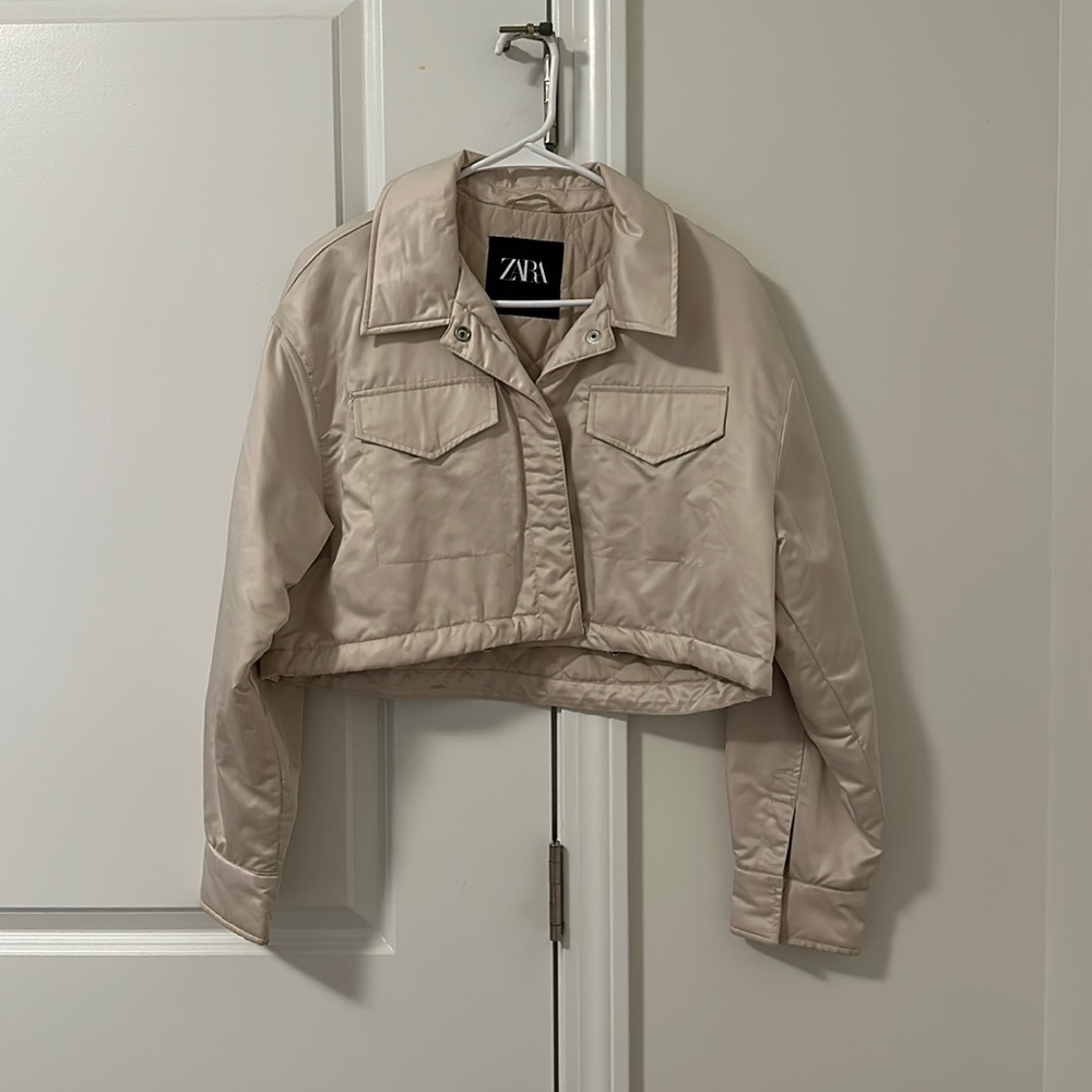 Zara silk cropped bomber jacket